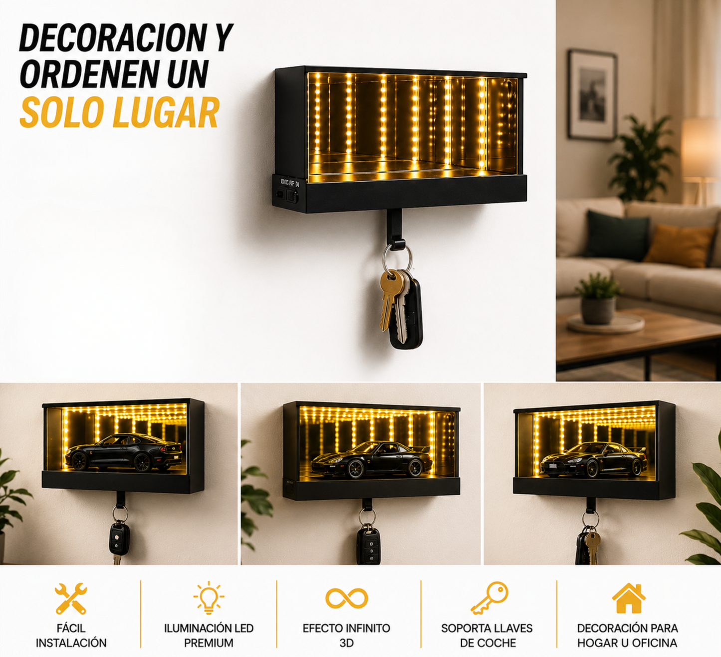 Garaje Infinito Portallaves con Luz LED